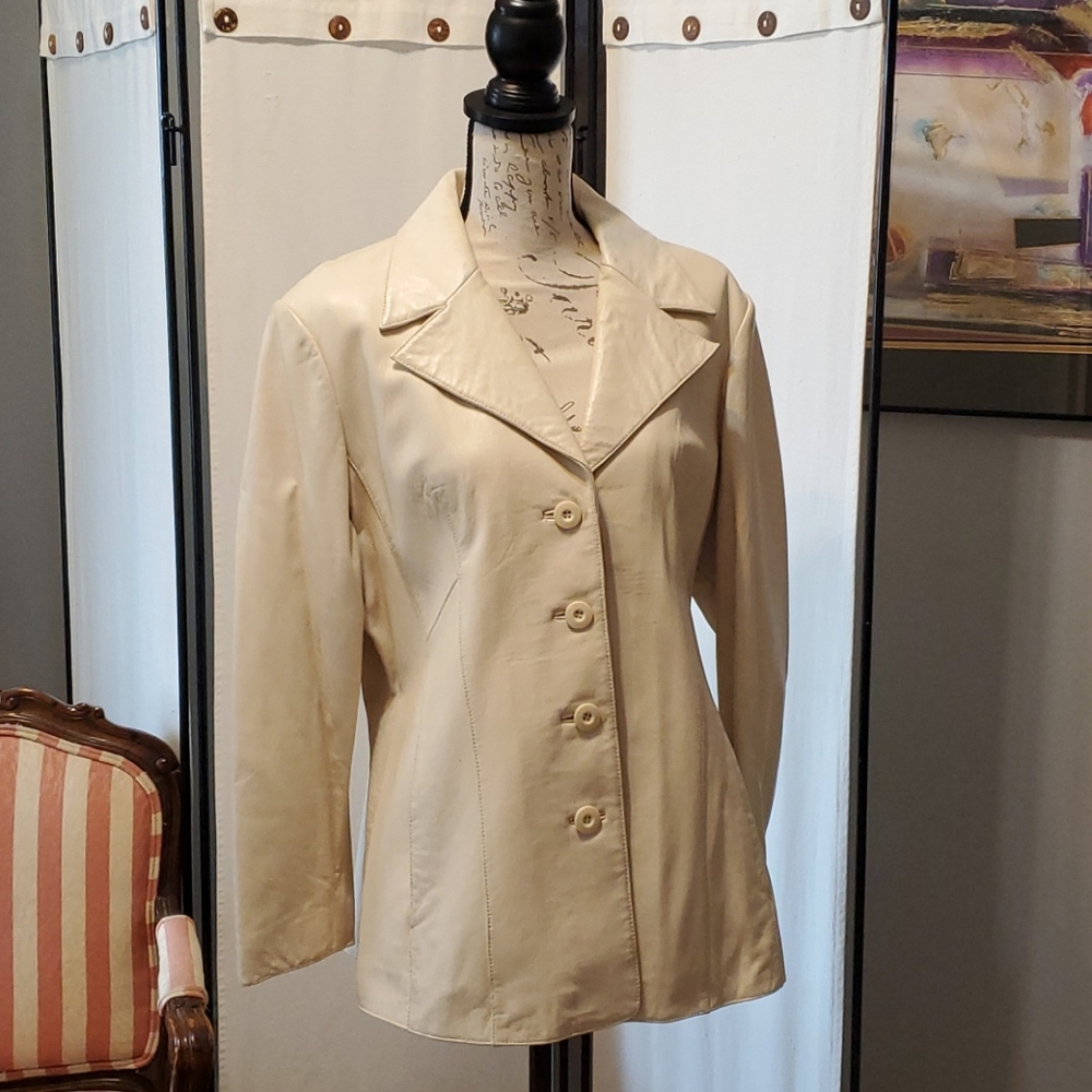 Wilsons Leather Jacket Cream Size XL